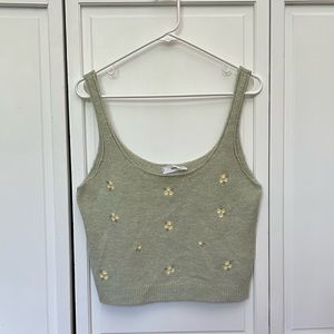 Knit Floral Sweater Tank Top • Size L